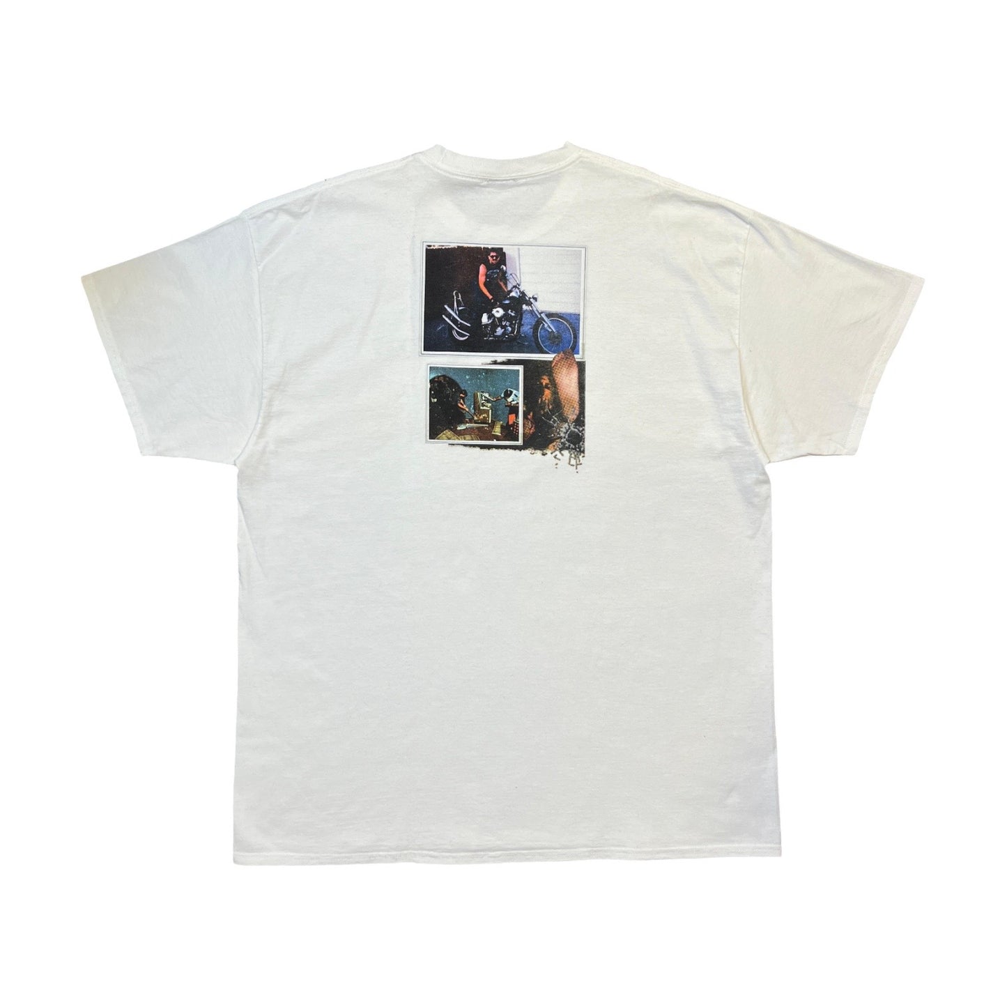 Hockey Motorcycle Graphic White T-Shirt