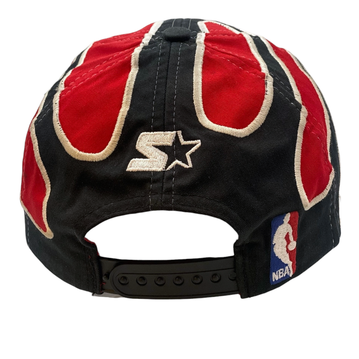 Digg It Thrift & Vintage 90s Chicago Bulls Starter cap back view with red flame embroidery and adjustable strap
