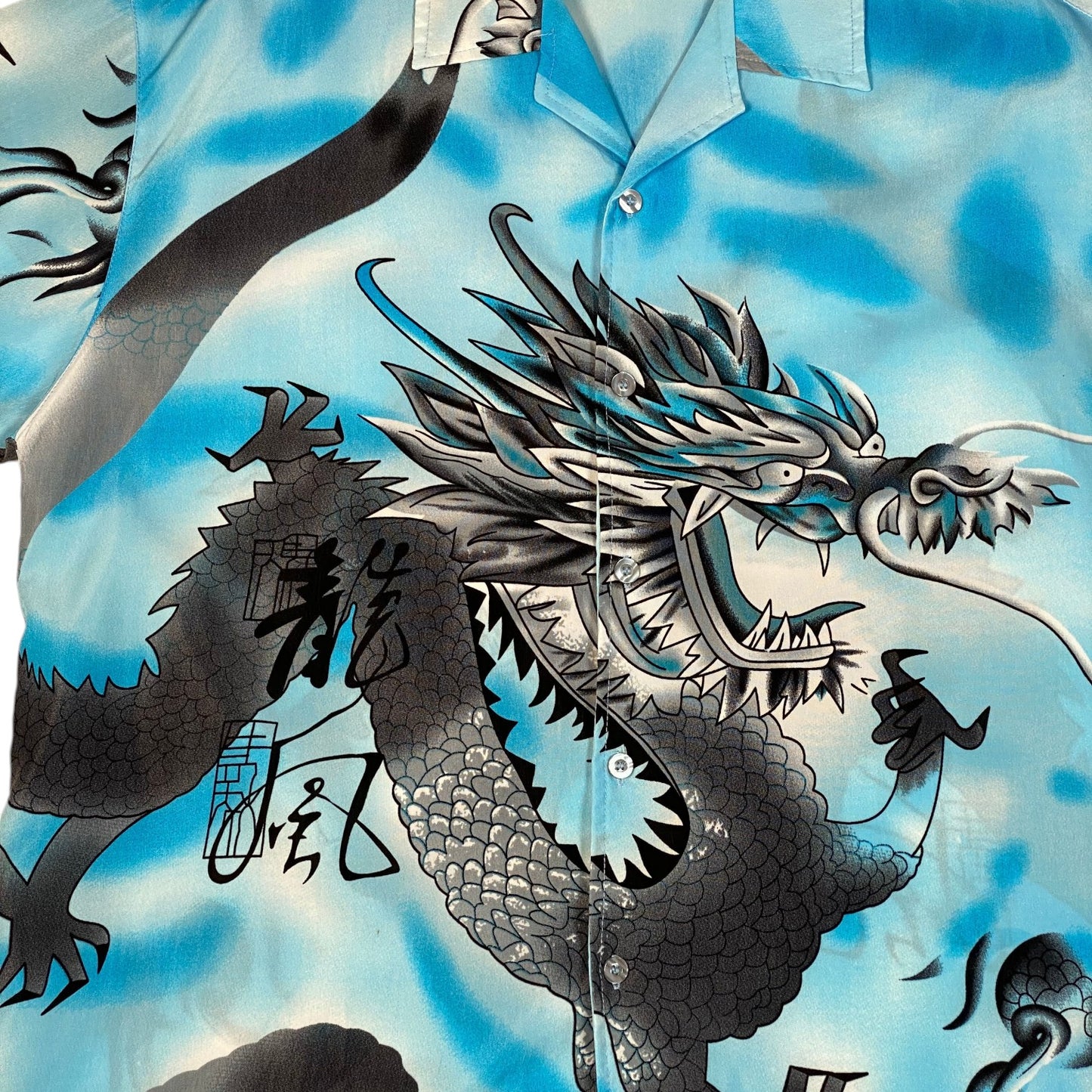 GuoZhiTing Sky Blue Japanese Dragon All Over Print Shirt