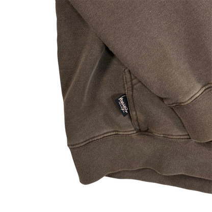 Digg It Thrift & Vintage faded mocha brown Stüssy hoodie with small side logo tag detail