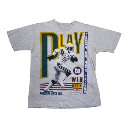 Digg It Thrift & Vintage grey Fruit of the Loom vintage football graphic t-shirt with Play to Win print