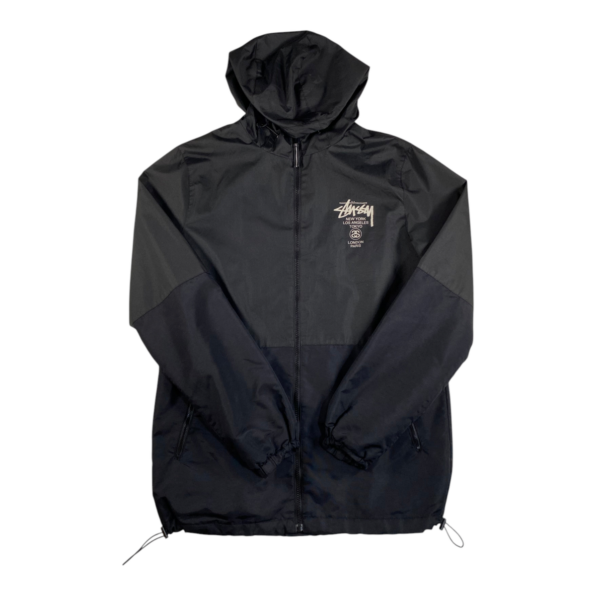 Stüssy World Tour Two-Tone Black Lightweight Windbreaker Jacket