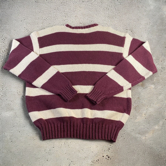 Polo Ralph Lauren Striped Purple & White Cotton Crewneck Sweater