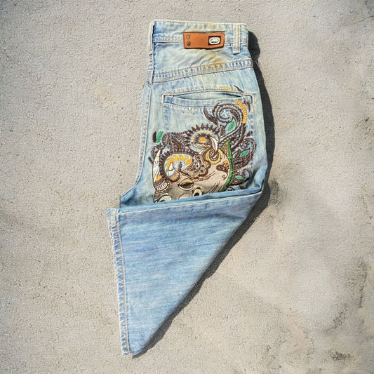 Ecko Unltd Embroidered Rhino Denim Jean Short
