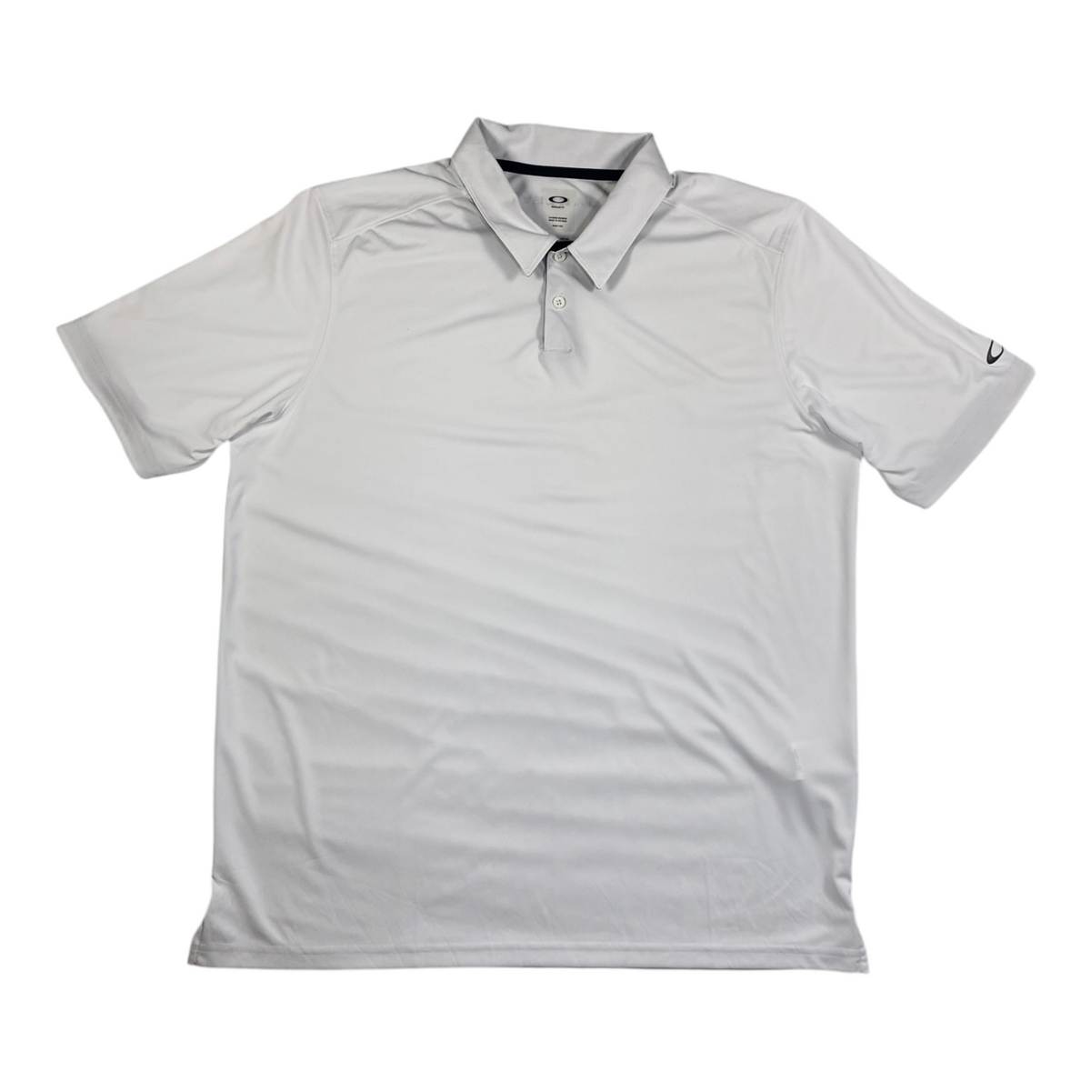 Digg It Thrift & Vintage white Oakley athletic golf polo shirt with a classic collar and short sleeves