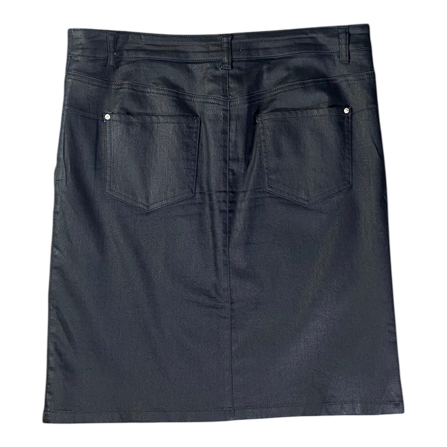 Caroll Paris Coated Denim Midi Black Skirt