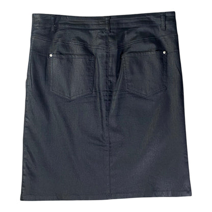 Caroll Paris Coated Denim Midi Black Skirt