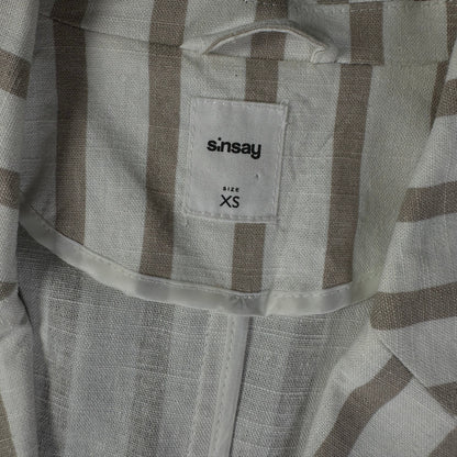 Sinsay Striped Linen-Blend Tan Blazer 47 70 tagged as XS