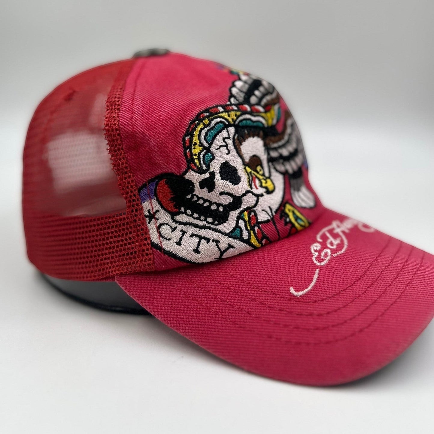 Ed Hardy NYC Eagle Skull Red Trucker Cap