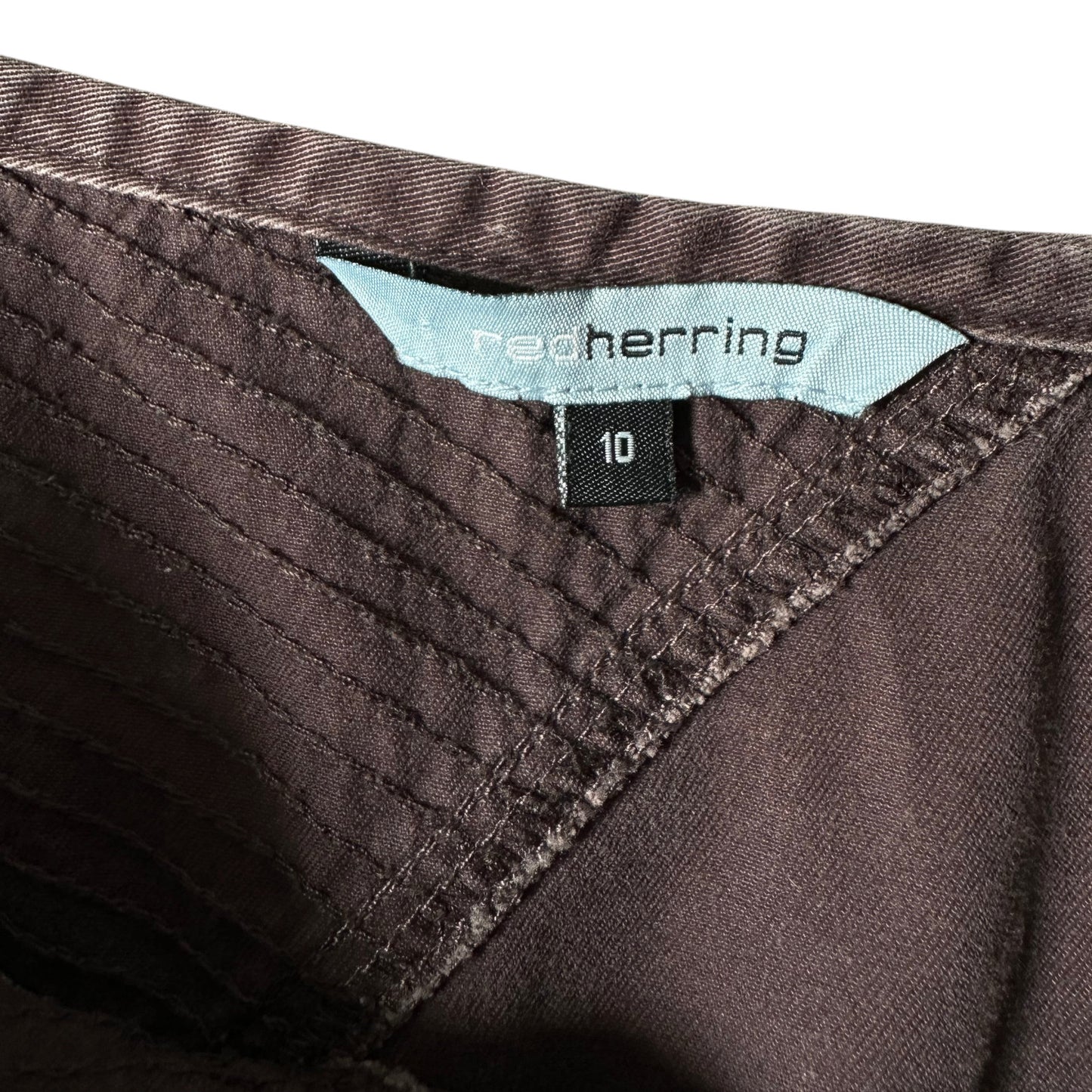 Red Herring Asymmetrical Panel Button Detail Mini Brown Skirt
