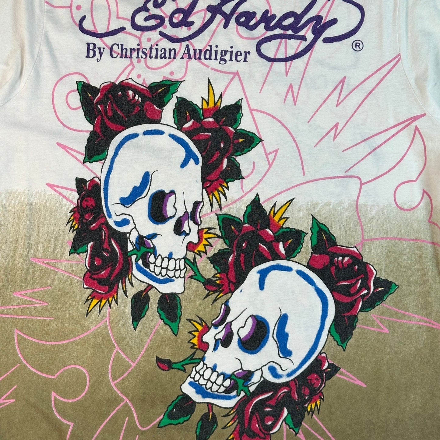 Y2K Ed Hardy by Christian Audigier Dip-Dye Rhinestone T-Shirt