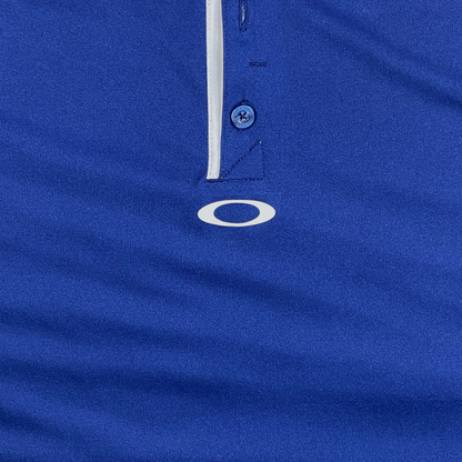 Digg It Thrift & Vintage Oakley Ohydrolix navy blue golf polo shirt with white accent trim and logo detail