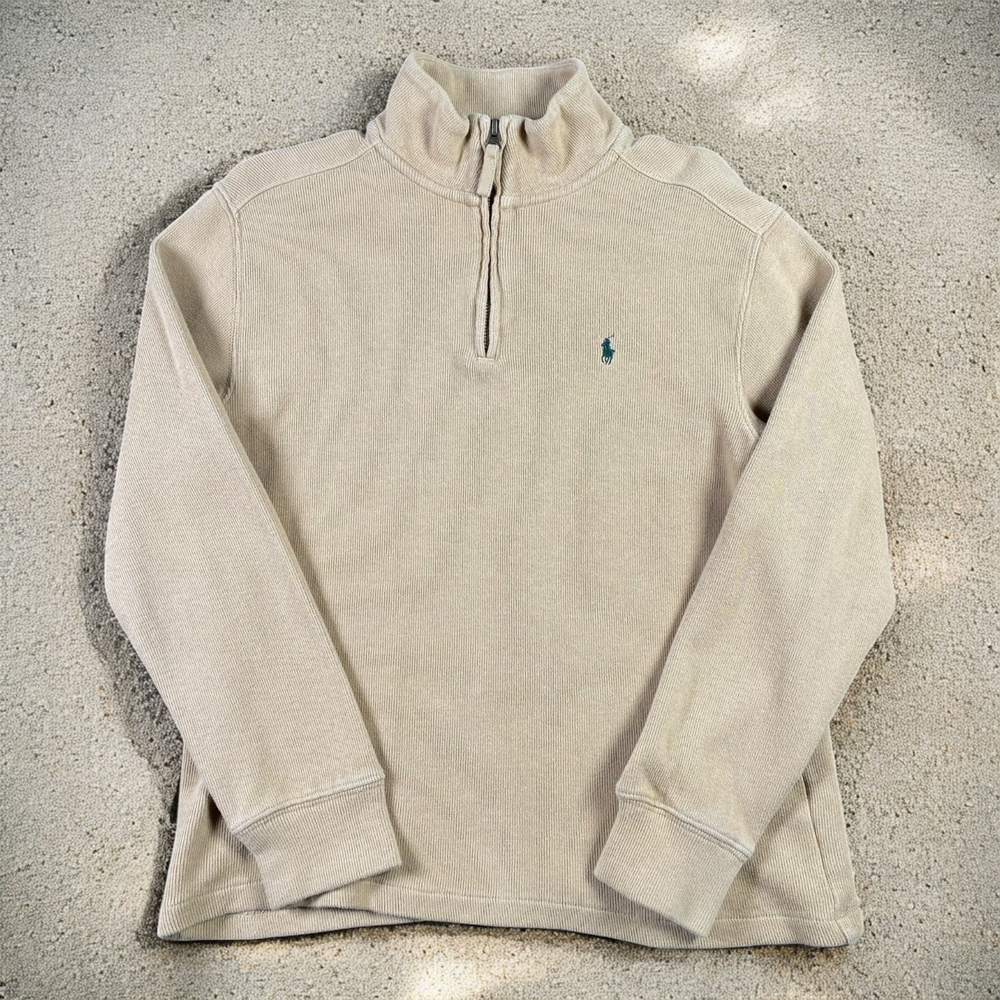 Polo Ralph Lauren Quarter-Zip Long Sleeve Beige Sweater