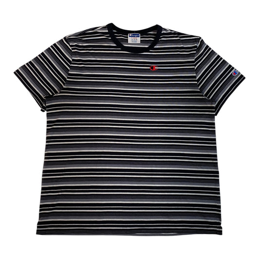 Vintage Champion Striped Embroidered Logo T-Shirt