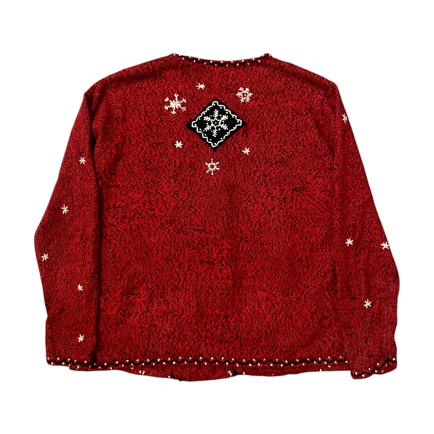 Women’s Red Button Up Christmas Snowflake Sweater