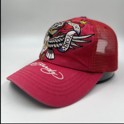 Ed Hardy NYC Eagle Skull Red Trucker Cap