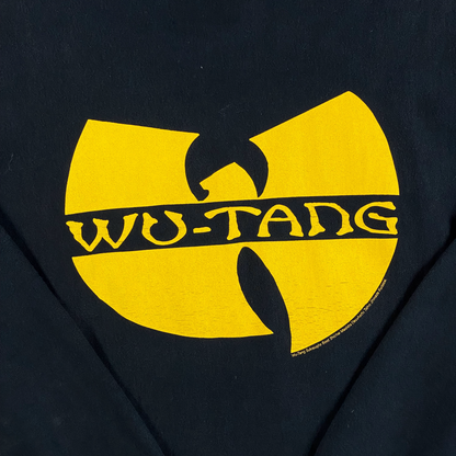 Digg It Thrift & Vintage black crewneck sweatshirt featuring the iconic yellow Wu-Tang Clan bat logo graphic