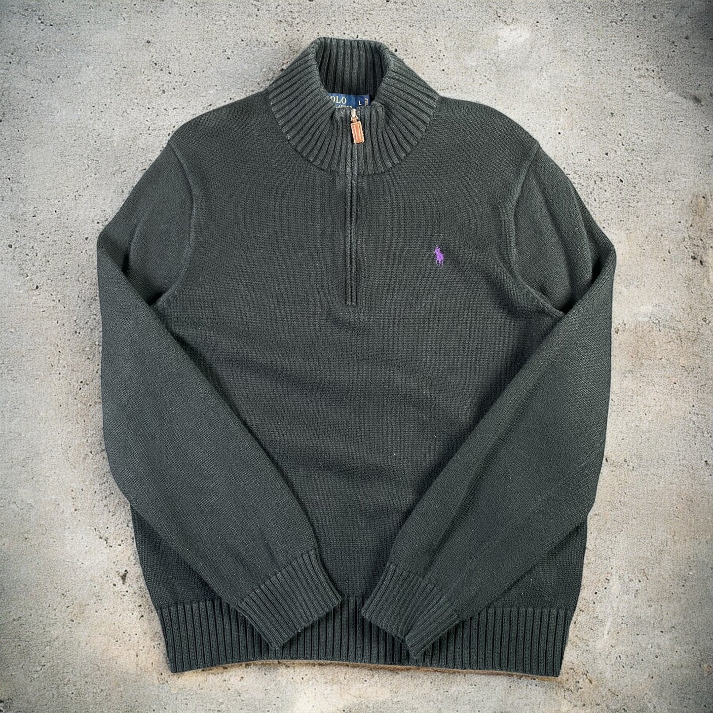 Polo Ralph Lauren Quarter-Zip Long Sleeve Black Sweater