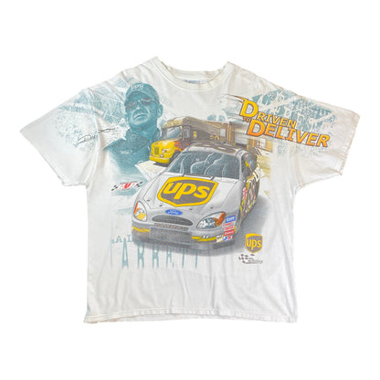 Vintage Dale Jarrett UPS AOP Racing Sports White T-shirt