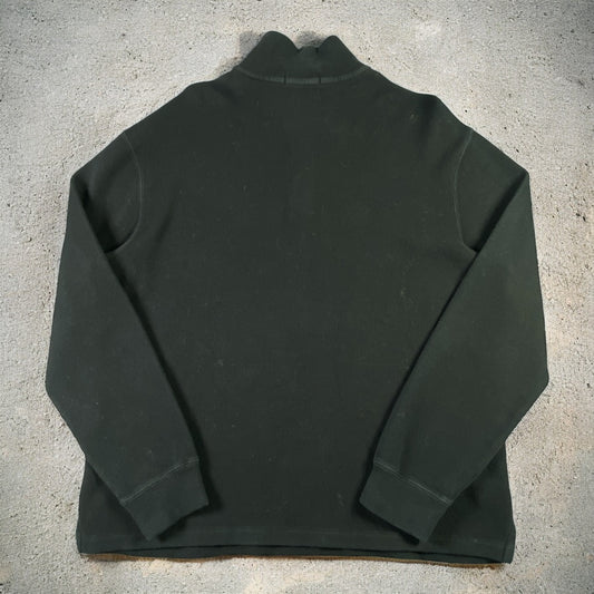 Polo Ralph Lauren Quarter-Zip Long Sleeve Black Sweater Brown Embroidered Logo