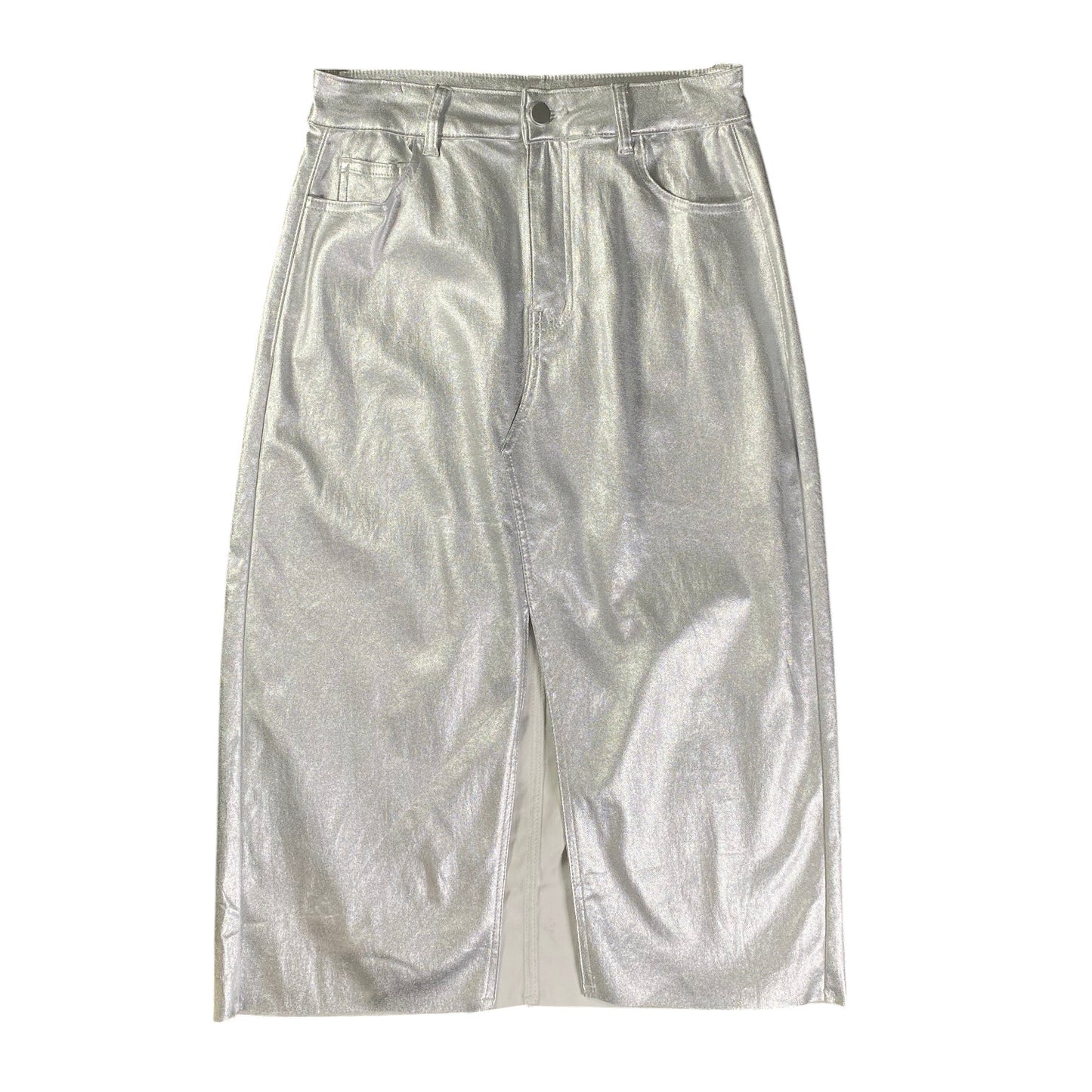 Redial Premium Denim Silver Metallic Skirt