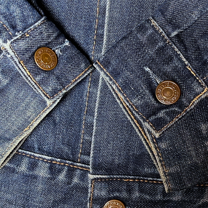 Digg It Thrift & Vintage Levi's denim trucker jacket detail showing copper buttons and contrast stitching
