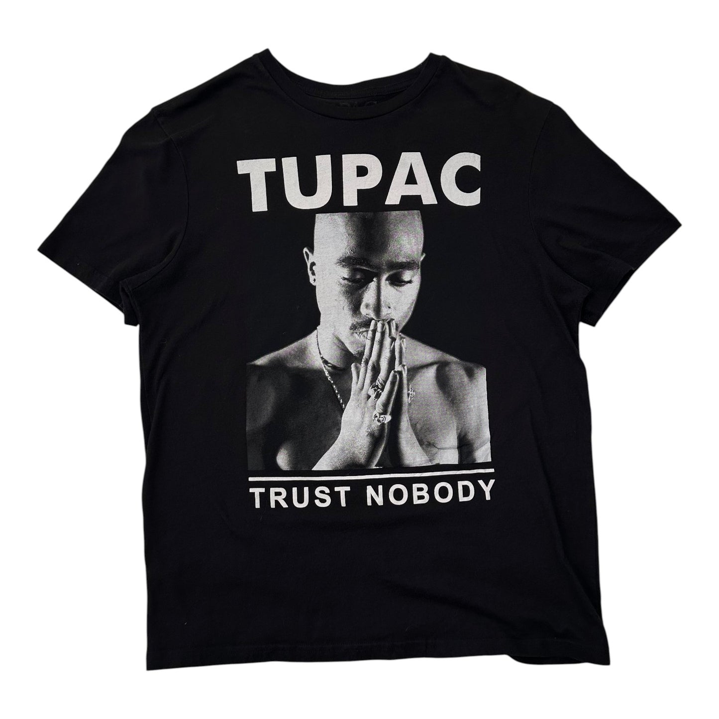 Tupac "Trust Nobody" Praying Hands Graphic Black T-shirt