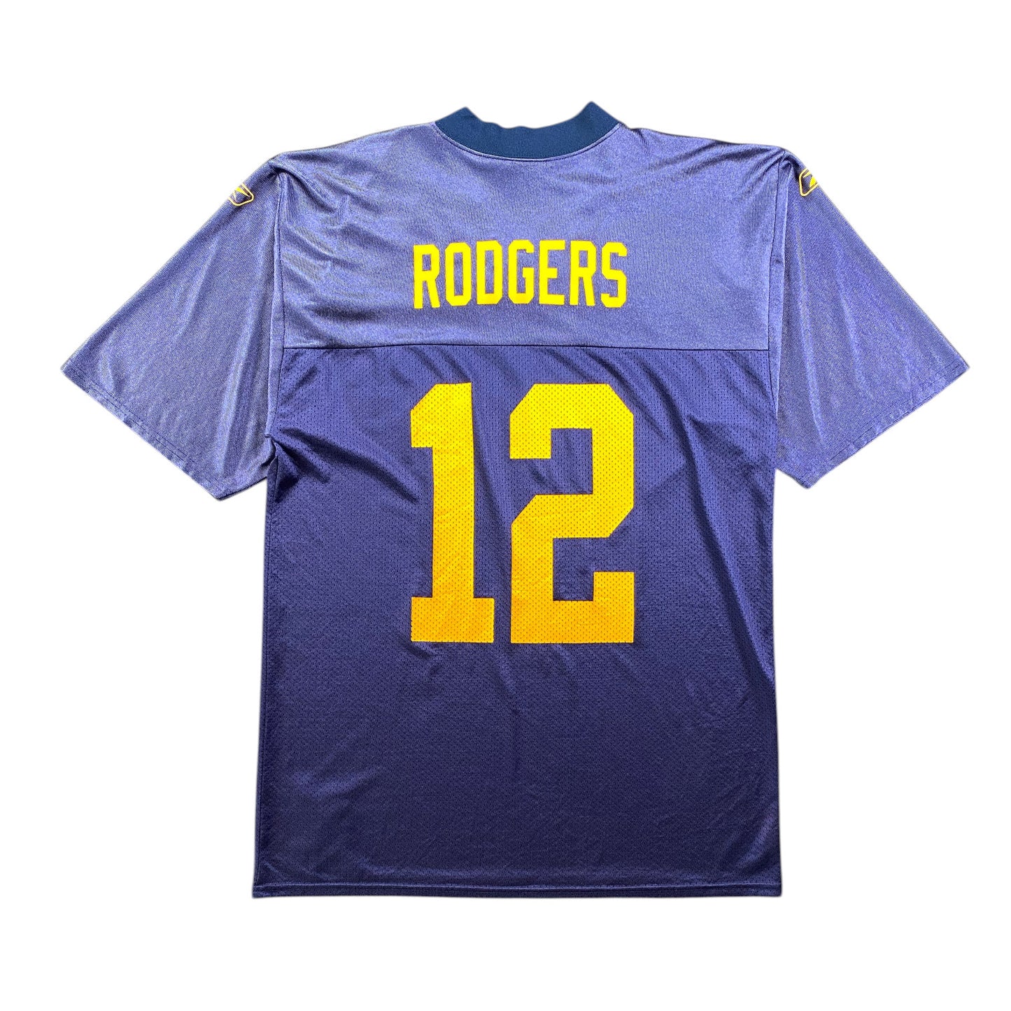 Reebok NFL Green Bay Packers Aaron Rodgers Throwback Navy Blue and Yellow Jersey