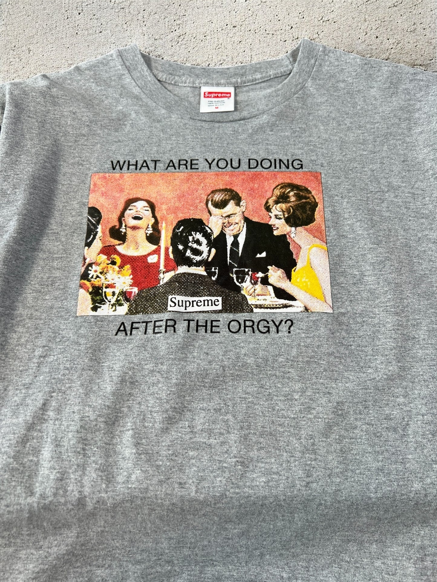 Supreme What Are You Doing After The Orgy? Grey T-shirt