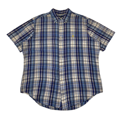 Ralph Lauren Classic Fit Short Sleeve Sky Blue Plaid Shirt