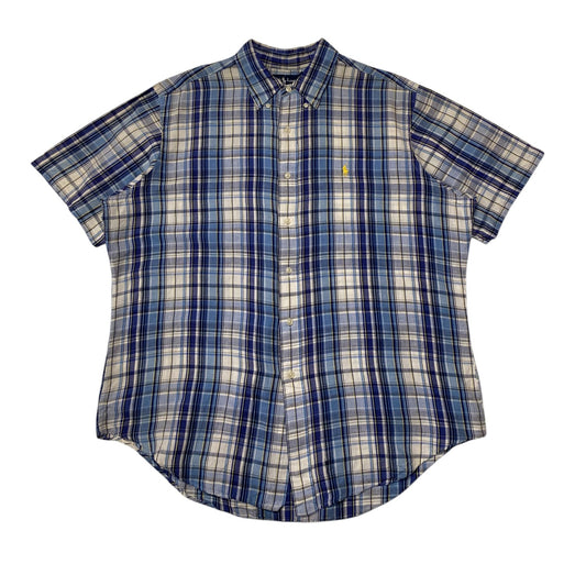 Ralph Lauren Classic Fit Short Sleeve Sky Blue Plaid Shirt