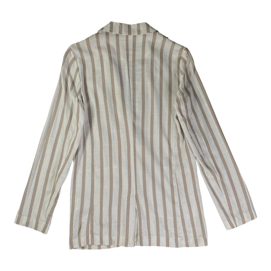 Sinsay Striped Linen-Blend Tan Blazer 47 70 tagged as XS