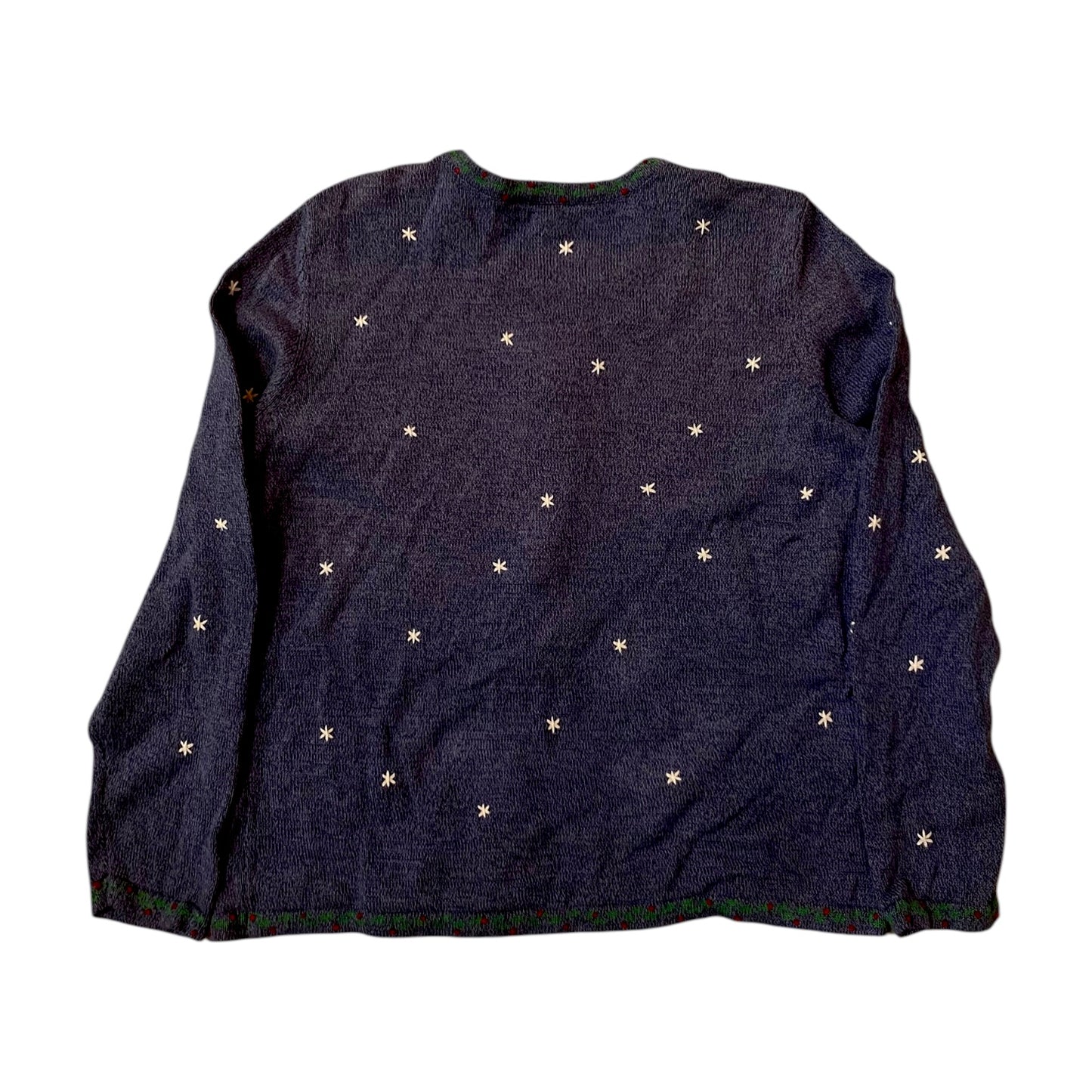 Appleseeds Navy Blue Christmas Zip Up Sweater