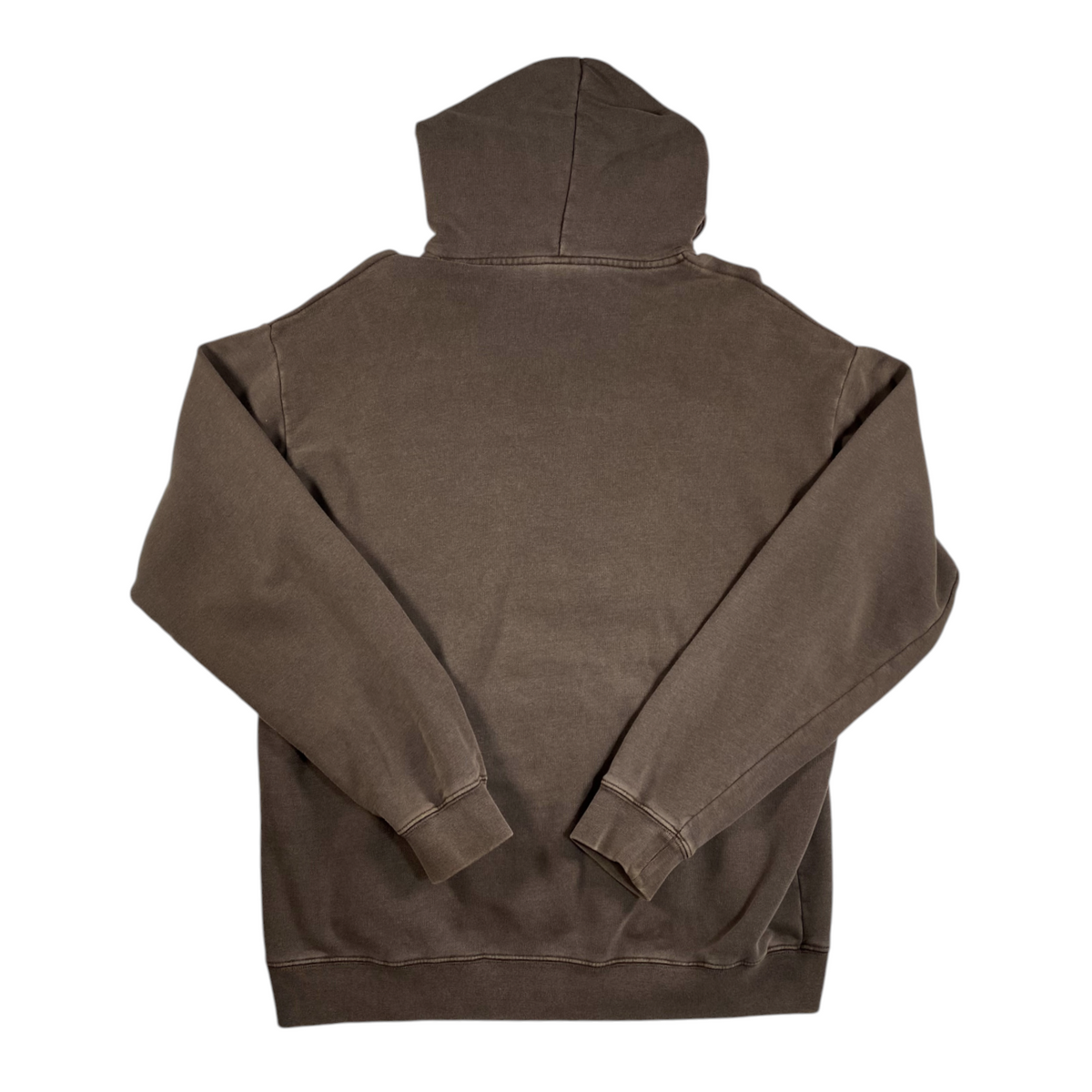 Back view of a Digg It Thrift & Vintage Stüssy Australia faded mocha brown hoodie with an oversized fit