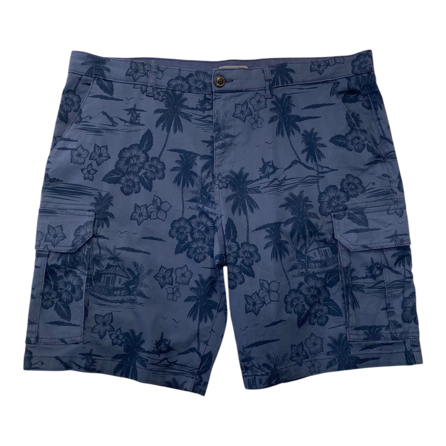 Tu Man Blue Floral Tropical Cargo Shorts