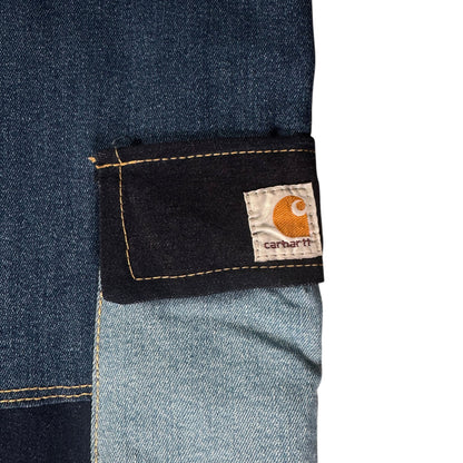Reworked Carhartt Patchwork Denim Multi-Pocket Cargo Maxi Skirt