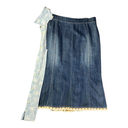Rework Blue Denim Skirt