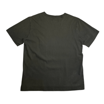 Back view of a faded army green Carhartt heavyweight cotton t-shirt from Digg It Thrift & Vintage, size large.