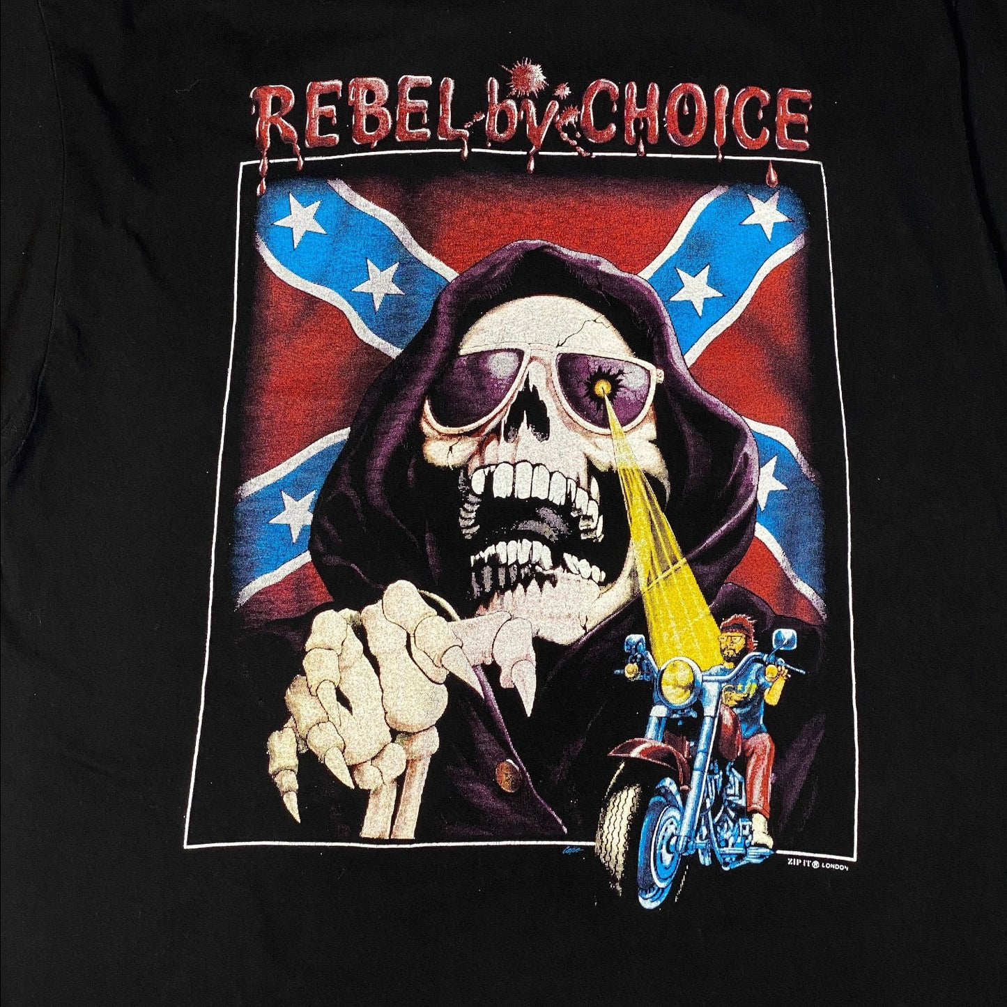 Zip It London Rebel By Choice Biker Grim Reaper T-Shirt