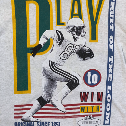 Digg It Thrift & Vintage vintage grey Fruit of the Loom football graphic t-shirt with Play to Win print
