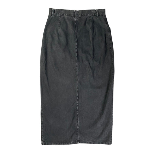 New Frontier High-Waisted Button Front A-Line Jean Skirt