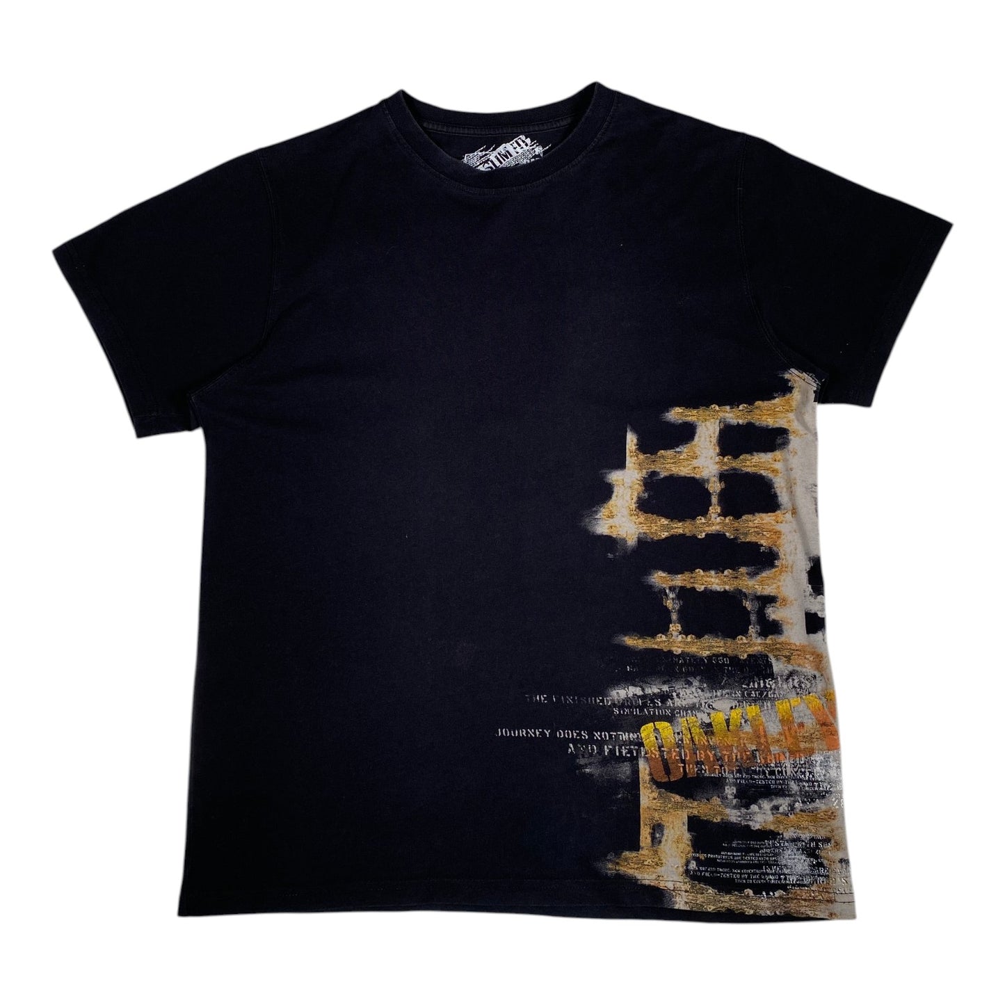 Y2K Oakley Cyber Grunge Asymmetric Side Print T-Shirt