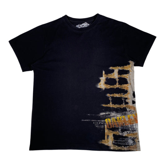 Y2K Oakley Cyber Grunge Asymmetric Side Print T-Shirt