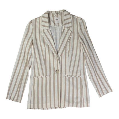 Sinsay Striped Linen-Blend Tan Blazer 47 70 tagged as XS