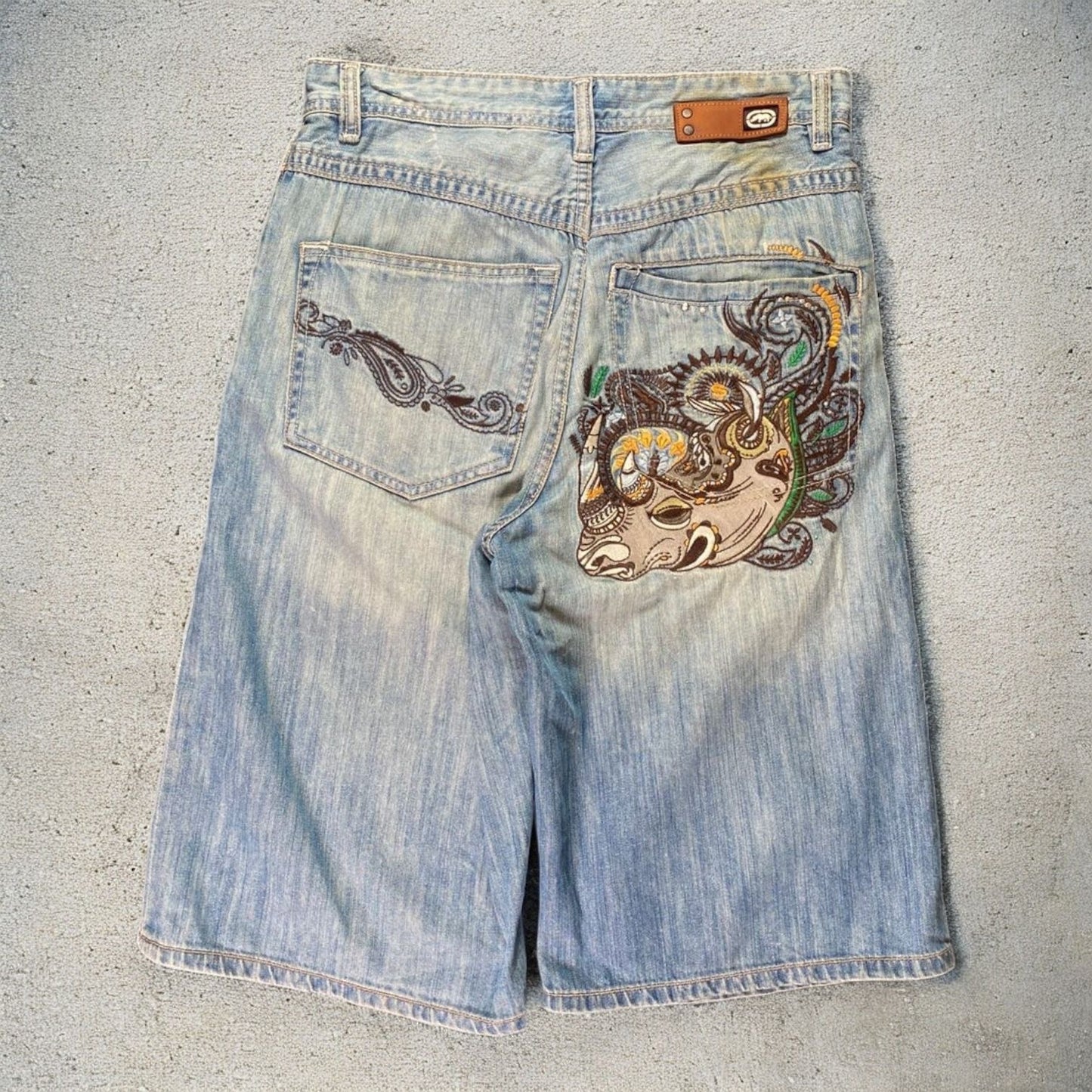 Ecko Unltd Embroidered Rhino Denim Jean Short