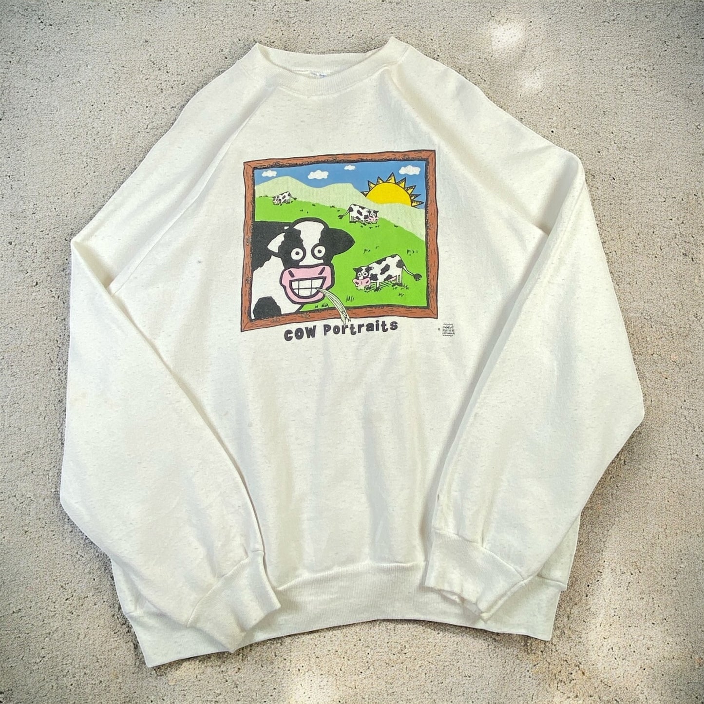 Vintage 1990s Cow Portraits Robert Keith Graphic Crewneck