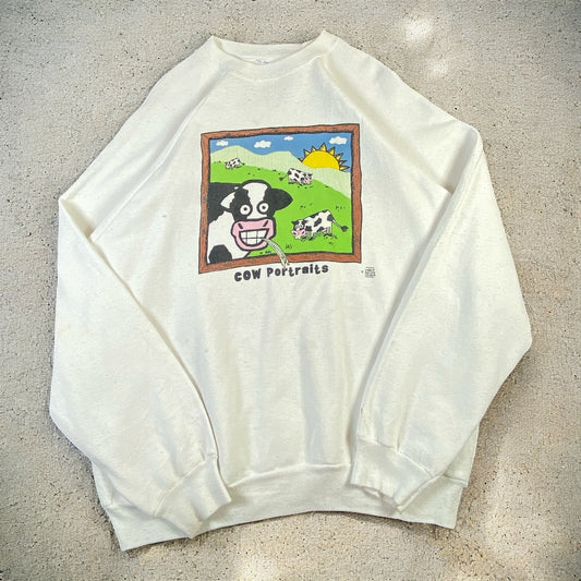 Vintage 1990s Cow Portraits Robert Keith Graphic Crewneck