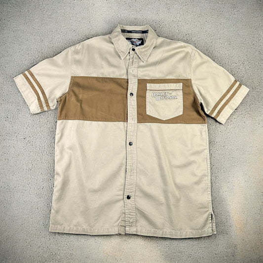 Harley Davidson beige and dark brown shirt