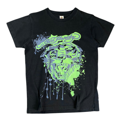 Ed Hardy Tiger Splatter Graphic Black Tee