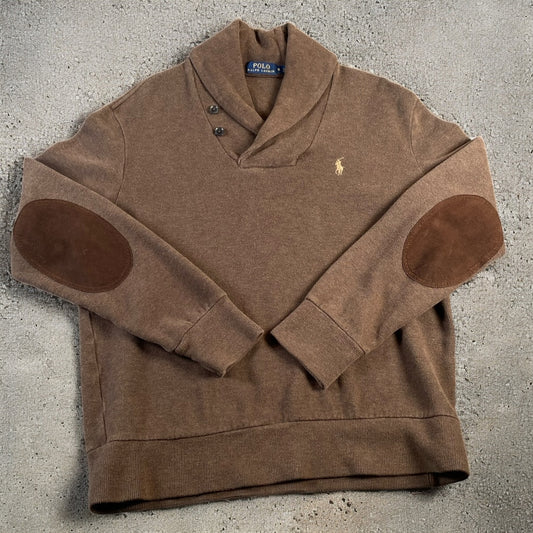 Polo Ralph Lauren Brown French Rib Shawl-Neck Sweater